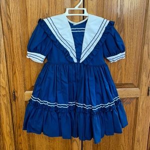 Blue and white dress